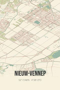 Vintage landkaart van Nieuw-Vennep (Noord-Holland) van MijnStadsPoster
