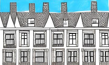 Haus mit blauem Himmel von Lily van Riemsdijk - Art Prints with Color