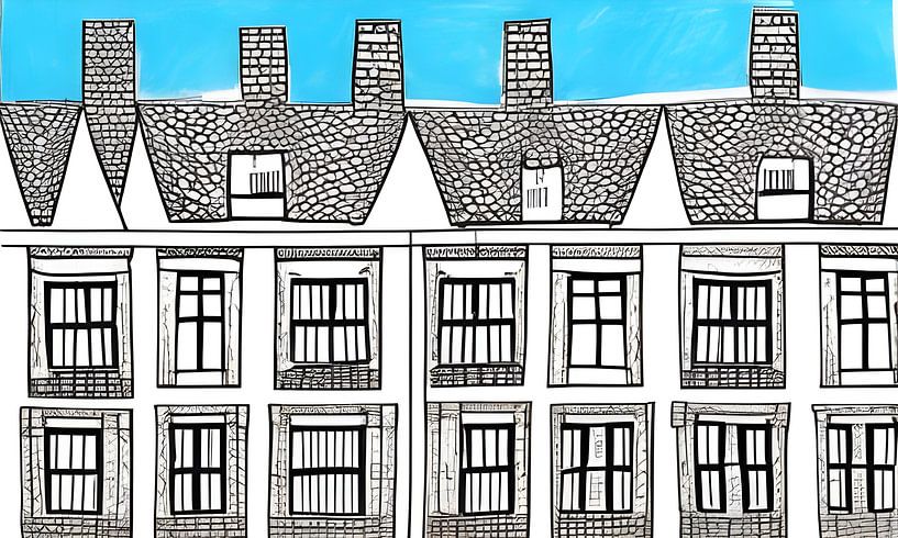 House with blue sky by Lily van Riemsdijk - Art Prints with Color
