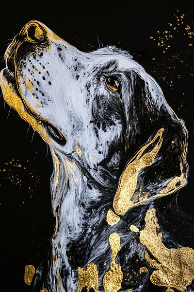 Abstract dog in black and gold by Imperial Art House