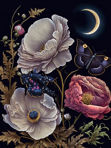 Anemoonbloemen bij nacht