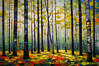 Abstract herfstbos met kleurrijke bomen