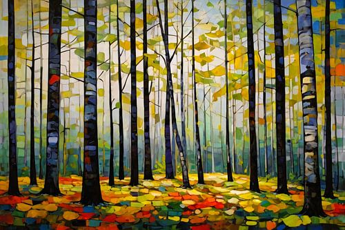 Abstract autumn forest with colourful trees