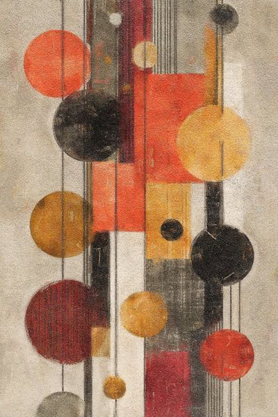 Circles and lines in red and gold by Whale & Sons