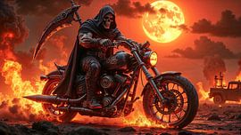 Dark Fantasy Edition: SKULLRIDER - Der Sensenmann auf seiner Höllenmaschine | Kunst & Fine Art Prints von INFERAURUM