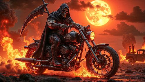 Dark Fantasy Edition: SKULLRIDER - Der Sensenmann auf seiner Höllenmaschine | Kunst & Fine Art Prints von INFERAURUM