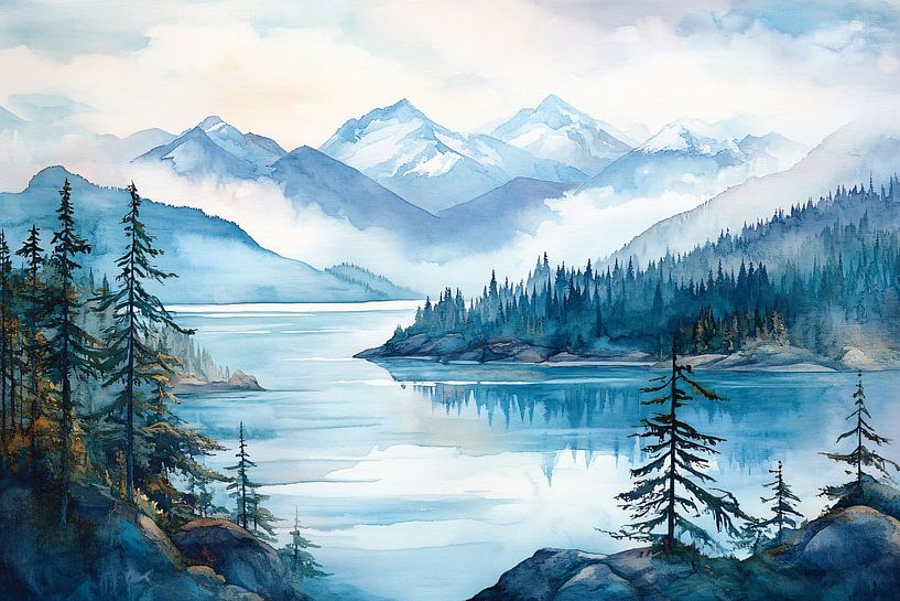 Peaceful mountain and water landscape by Imperial Art House