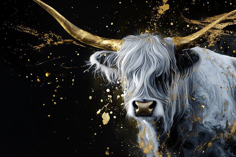 Scottish highlander artwork gold by Art & Soul Creations