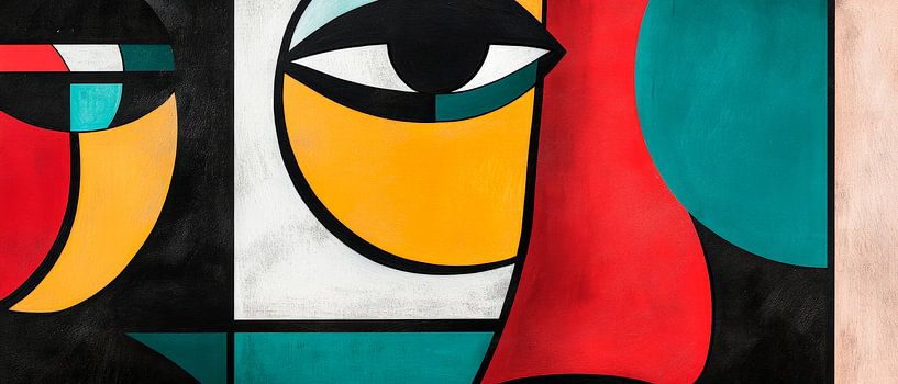 Moments of colourful splendour Geometric dreams in red Sym by Poster Art Shop