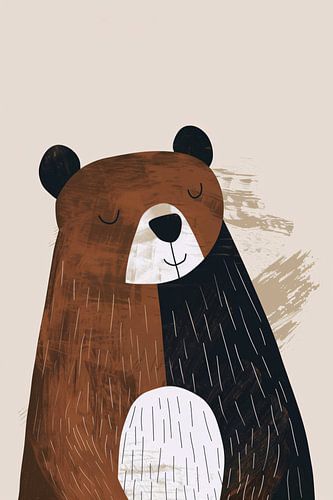 Minimalistisch illustratie van een bruine beer