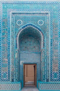 Blaue Tür des Mausoleums | Reisefotografie Druck | Samarkand, Usbekistan