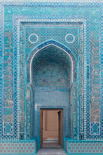Blue door of Mausoleum | travel photography print | Samarkand, Uzbekistan