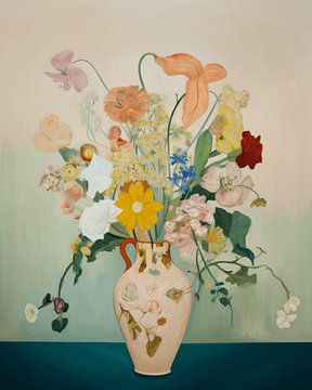 Vase avec fleurs aux couleurs pastel