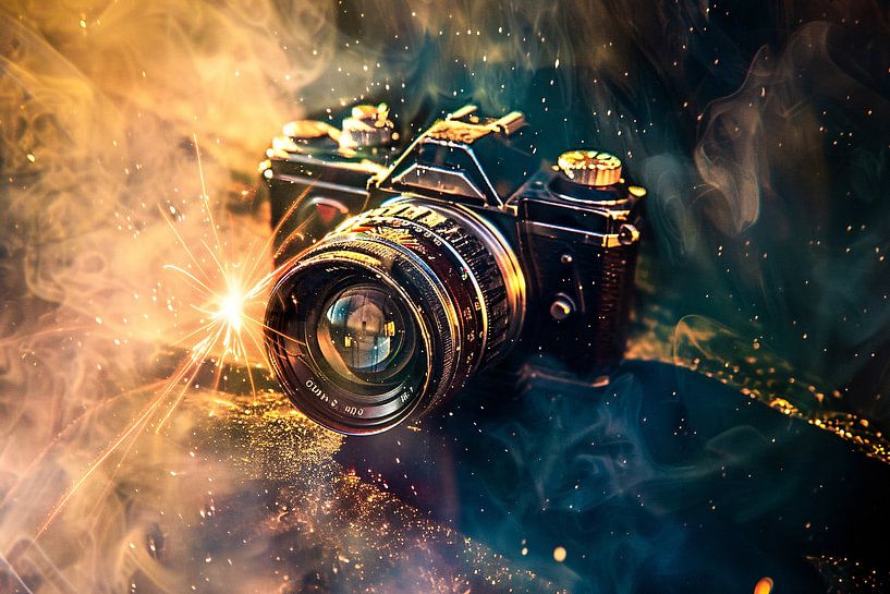 Vintage camera with magic sparks by Art & Soul Creations