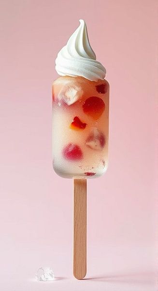 An ice cream lollipop filled with red pink fruit. by J.a Dijkstra