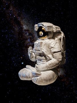 Space Buddha - mediterende Yoga astronaut in de ruimte