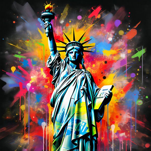 Statue of Liberty Pop Art by ARTemberaubend on canvas, poster