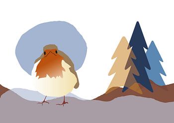 Roodborstje in de duinen, artwork