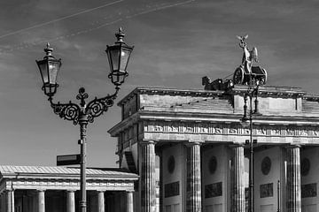 Berlin Brandenburg Gate with historical street light