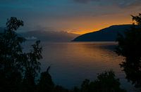 sunset at the sognefjord in norway