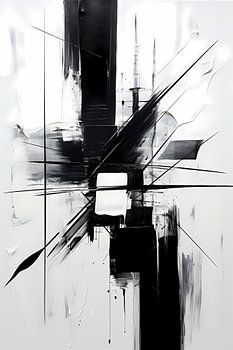 Abstract schilderij monochroom, zwart wit