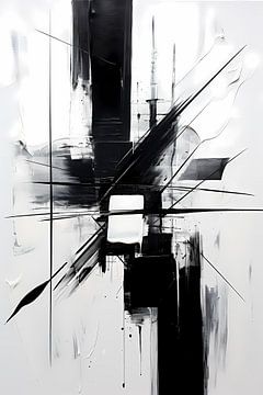 Abstract schilderij monochroom, zwart wit van Niphion Art