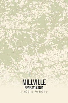 Carte ancienne de Millville (Pennsylvanie), USA. sur Rezona