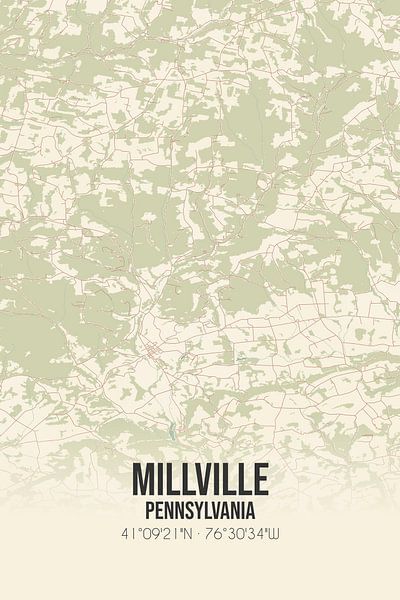 Vintage map of Millville (Pennsylvania), USA. by Prints of Place