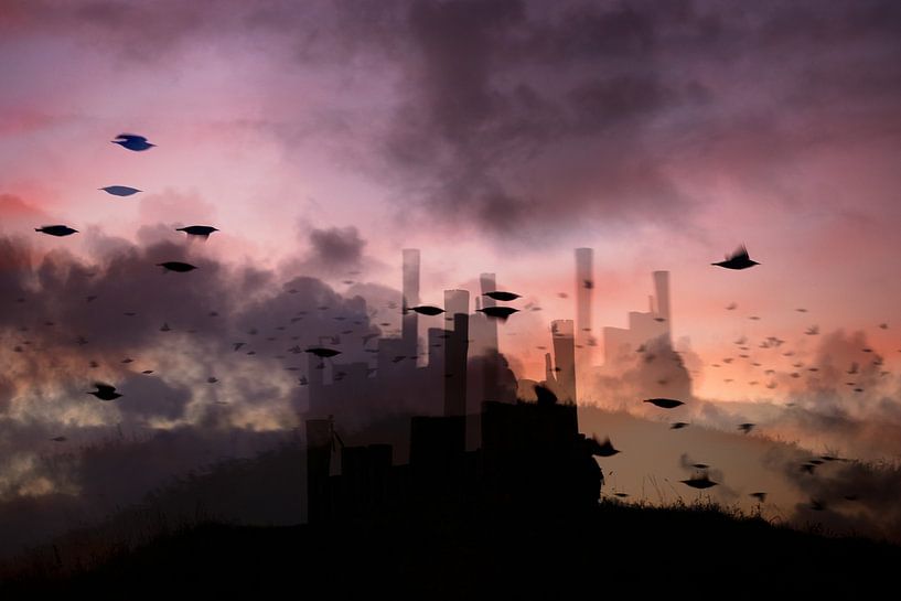 Starenschwarm in der Abenddämmerung. von Andius Teijgeler