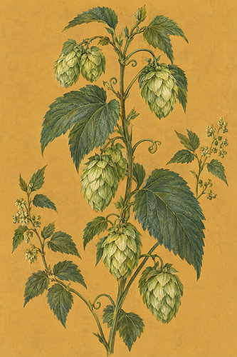 Hop vine on ochre – Vintage Botany
