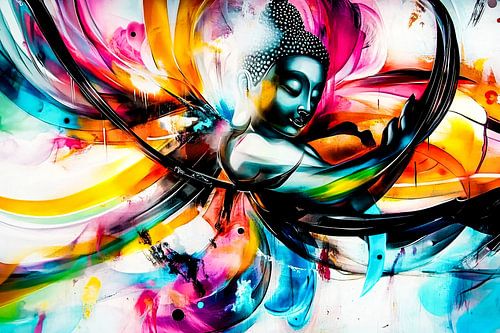 Kleurrijke abstracte Boeddha kunst
