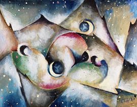 ARNOLD TOPP (kubist), Schlafende Gestalten in nächtlicher Gebirgslandschaft, 1917 von Atelier Liesjes