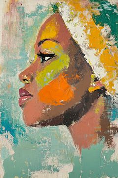 Kleurrijk profiel van een trotse vrouw