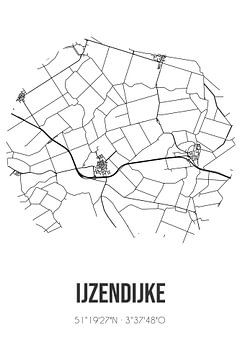 IJzendijke (Zeeland) | Landkaart | Zwart-wit van Rezona