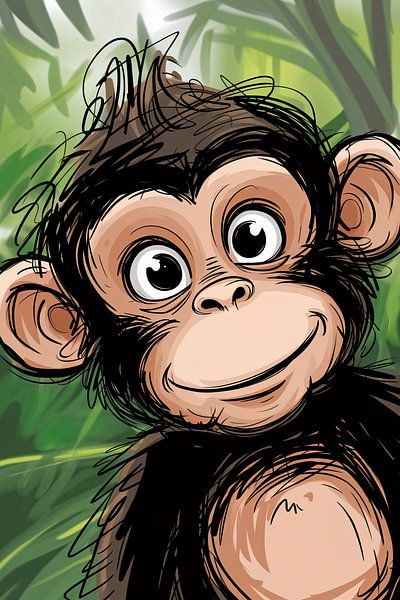 Illustration d'un singe mignon dans la jungle par Art & Soul Creations