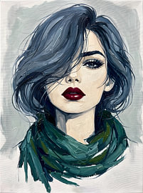 Stylish Woman with Blue Hair by HUGO