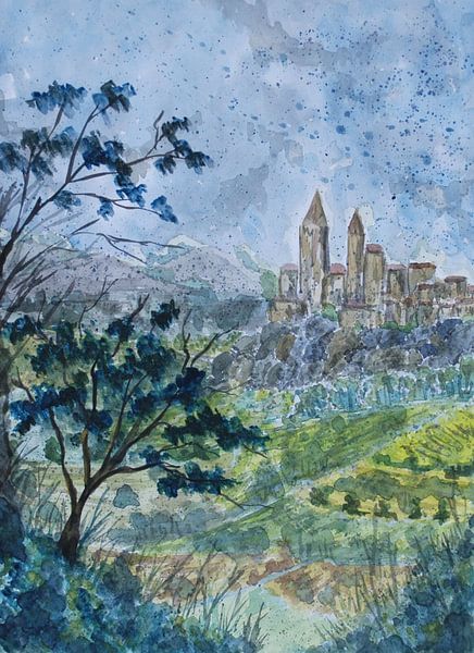 Village sur les collines par Sebastian Grafmann
