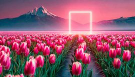 Tulpen met rode verlichting