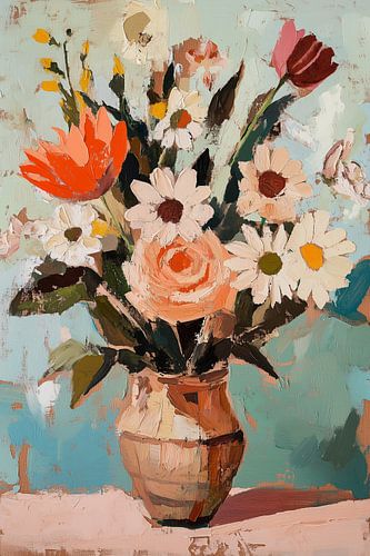 Kleurexplosie Peach op Blauw II