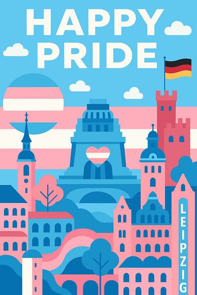 Happy Pride Leipzig Stadsgezicht Illustratie van Art Kingdom