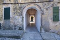 Unendlicher Korridor in einem alten Gebäude Italien von Karin School-van Leur Miniaturansicht