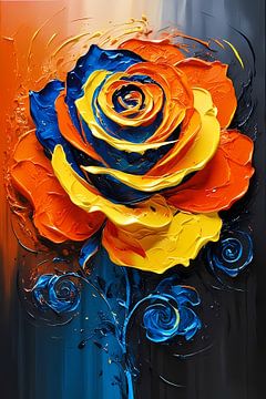 Kleurrijke abstracte roos kunst van Art & Soul Creations