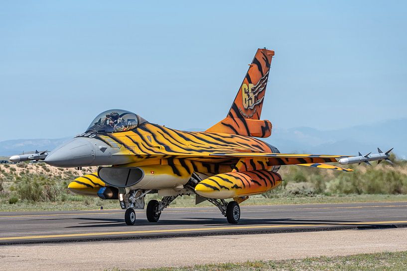 Ein General Dynamics F-16 Fighting Falcon der belgischen Luftwaffe in einer prächtigen Tigerjacke, v von Jaap van den Berg