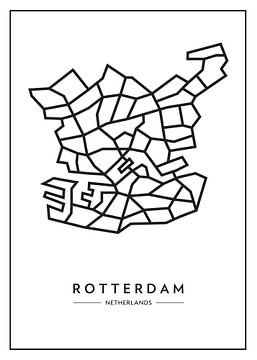 Rotterdam van boven – abstract lijnenspel met karakter van Muurmap - Jouw Favorite stad of wijk aan de muur