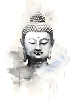 Buddha in waterverf beige van Moody Mindscape