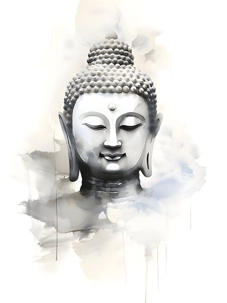 Buddha in Aquarellbeige von Moody Mindscape