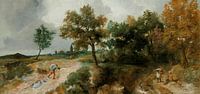 Heuvelachtig landschap met rustende boeren, Jan Lievens van Meesterlijcke Meesters thumbnail