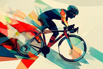 Dynamische fietser in moderne stijl van Poster Art Shop