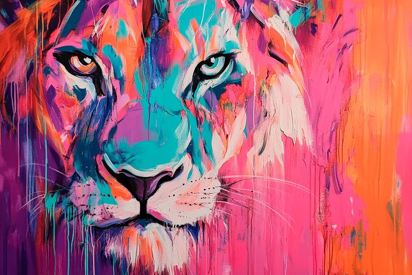 Colourful lion in pop art style - Expressive by Poster Art Shop