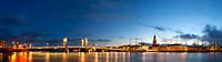 Panorama of the city of Kampen at the IJssel at night
